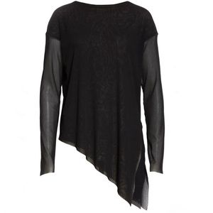 New Black Fuzzi Asymmetrical Hem Top Size Medium
